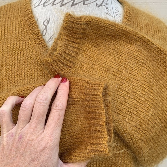 KIKIT MAURICE SASSON Mohair V-Neck Sweater - Mustard - Picture 6 of 10